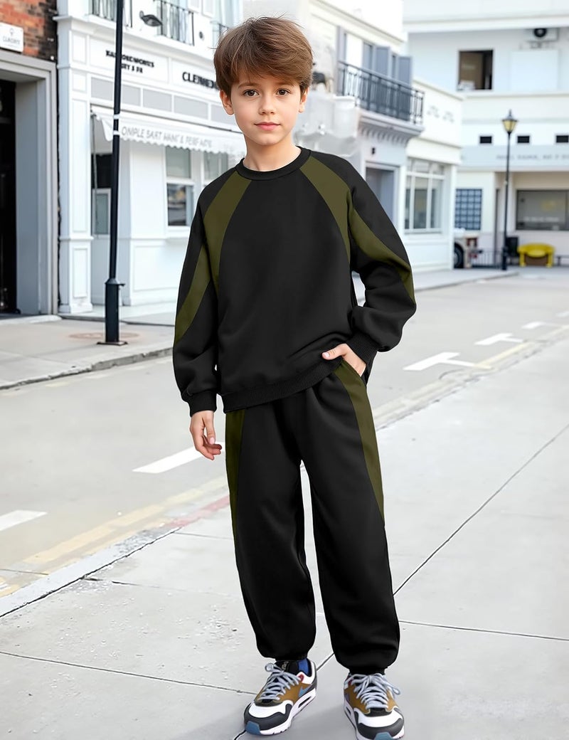 TyeSmo Store Boys Clothes Solid Color Kids Clothes Boys Outfits Crewneck Sweatshirts Sweatpants Clothing Sets with Pockets 6-12Y - Image 4
